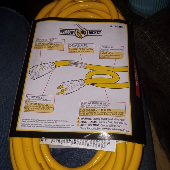 Yellow Jacket25 ft. 12/3 SJTW Outdoor Heavy-Duty Extension Cord with Power Ligh - Picture 2 of 2